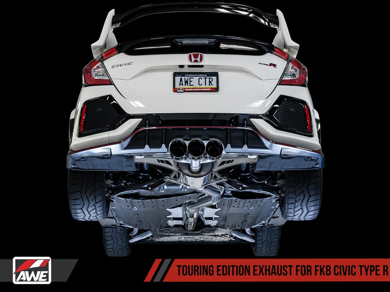AWE Tuning 2017+ Honda CIvic Type R Touring Edition Exhaust w/ Front Pipe & Triple Chrome Silver Tips