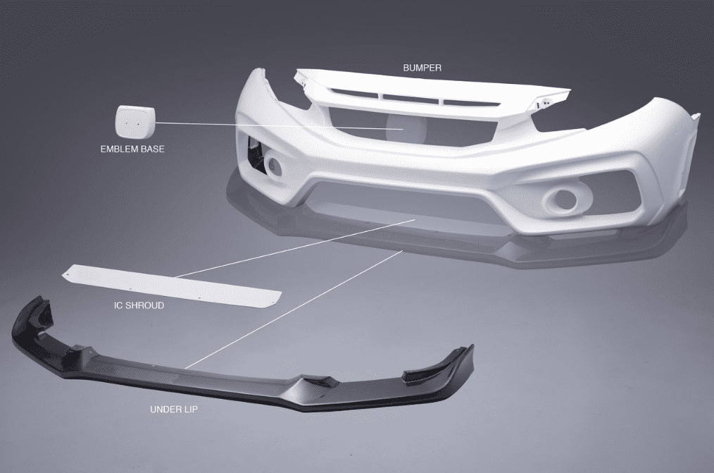 Varis Arising-II Front Bumper Set (4pc) for 2017-21 Honda Civic Type R